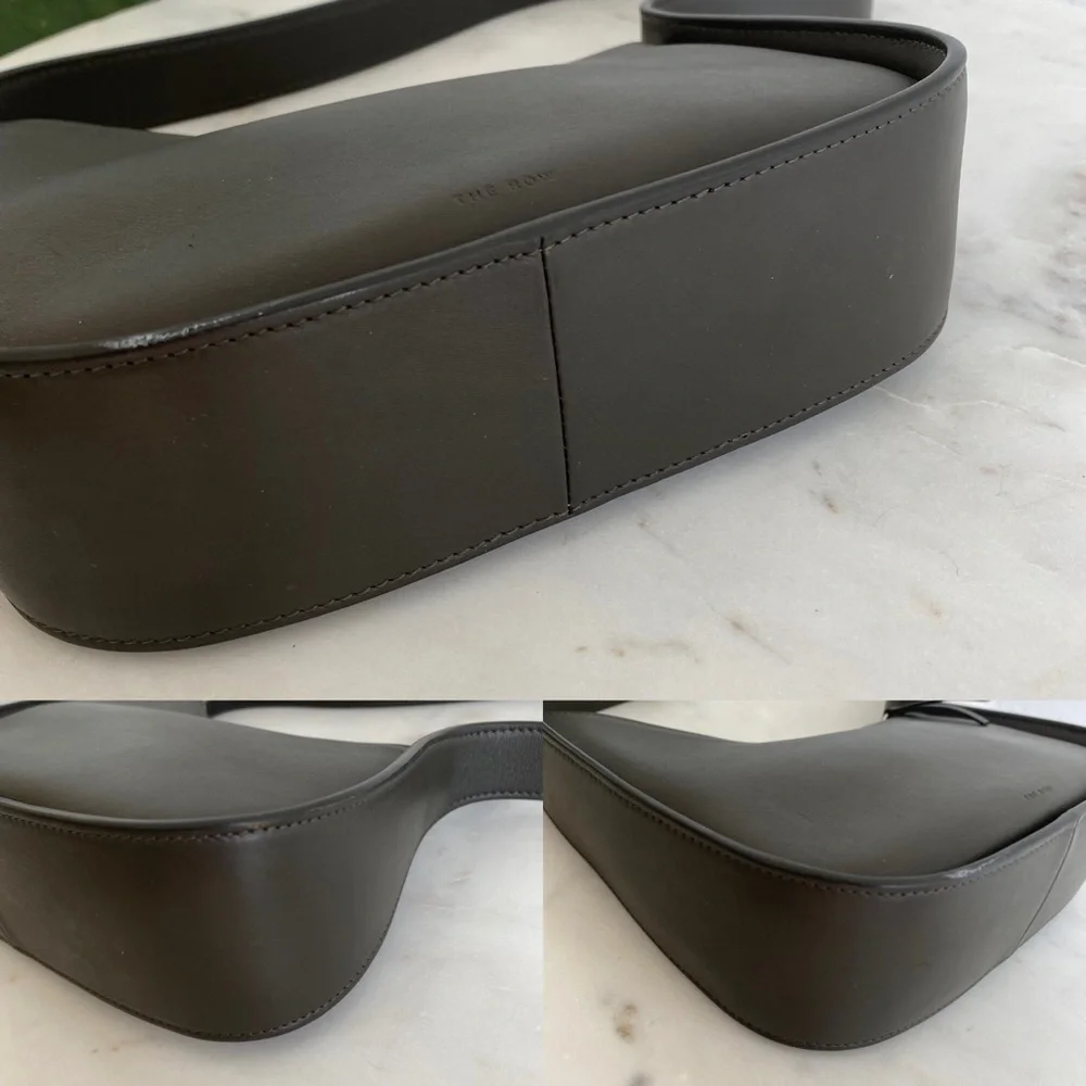 SOLD The Row Olive Green Smooth Leather Half Moon Shoulder Bag - Picture 9 of 16